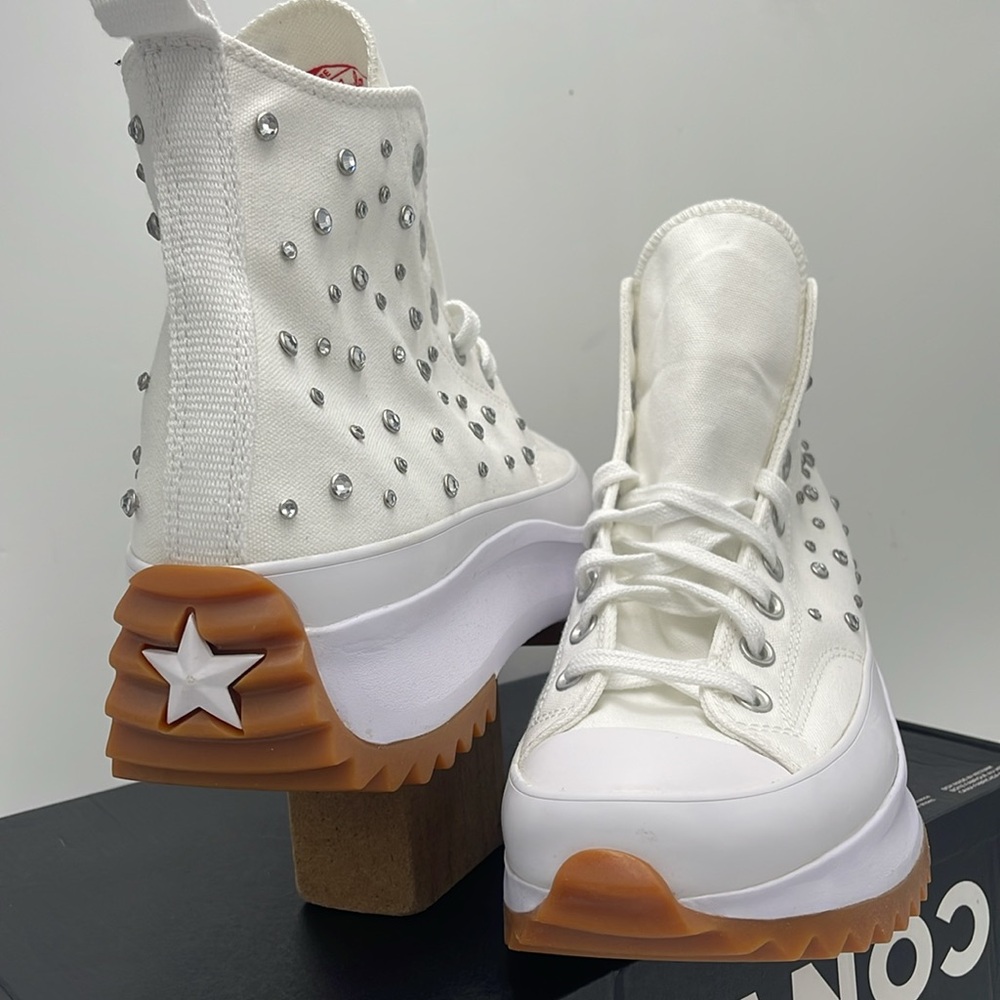 Converse Men’s High-Top Platform Sneakers A10289C RUN STAR HIKE HI WHITE/BLACK - Picture 8 of 16